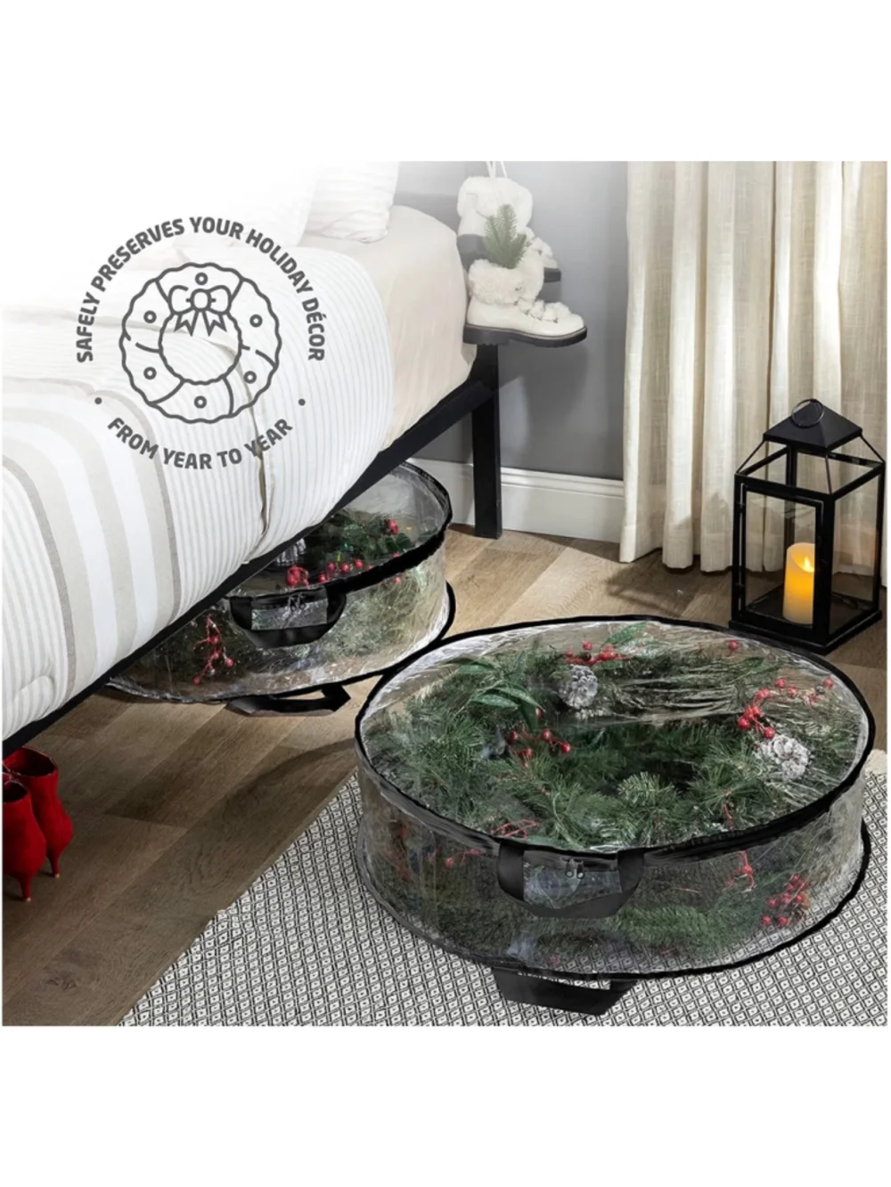 NEW ZOBER 2 Pk Christmas Wreath Storage Container 36” Wreath Bag